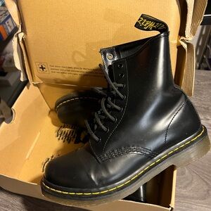 Dr. Martens Classic Black Boots with Yellow Accents